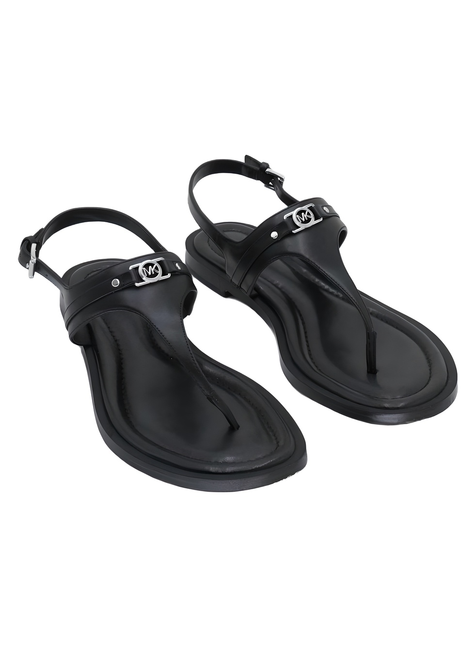 Michael Kors Mandy Black Leather Thong Slingback Sandals Size 8.5M
